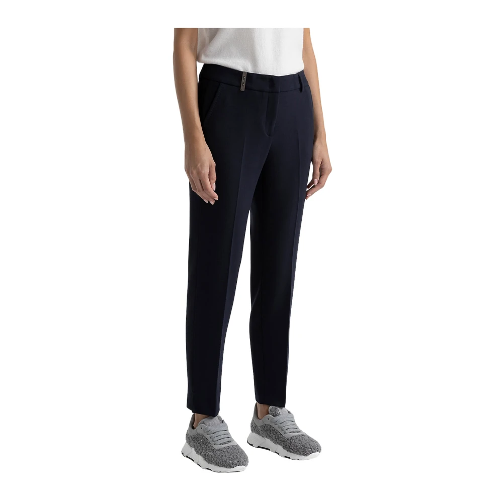 PESERICO Iconic 4718 stretch viscose dubbele stofbroek Blue Dames