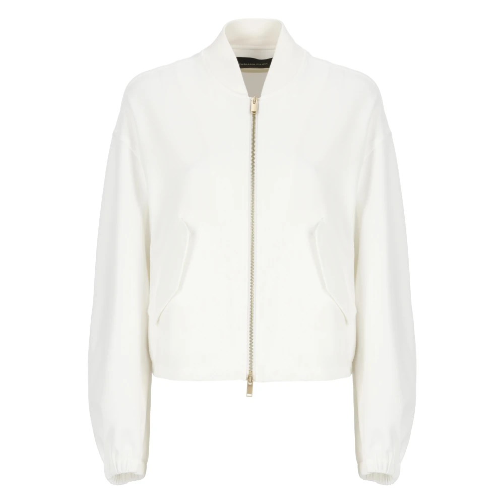 Fabiana Filippi Witte Bomberjack met Ronde Halslijn White Dames
