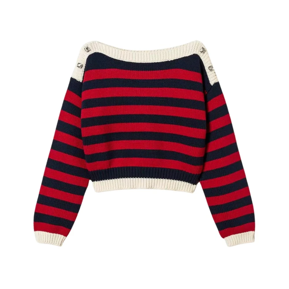 Twinset Gestreepte Top met Cabochon Detail Multicolor Dames