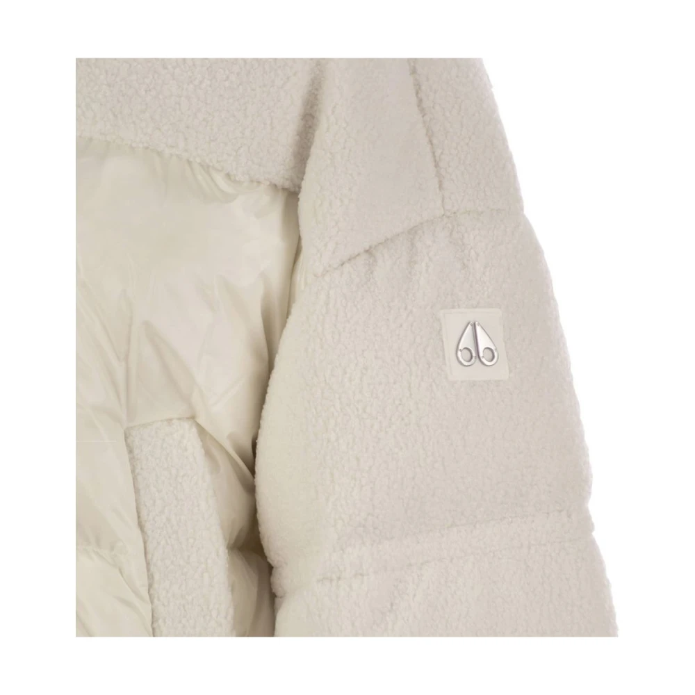 Moose Knuckles Korte Nylon Donsjas met Capuchon White Dames