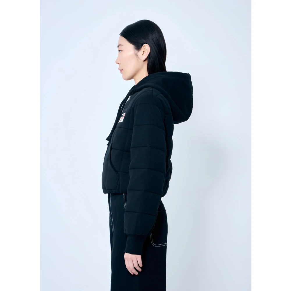 Moncler Gewatteerde Hoodie met rits Black Dames