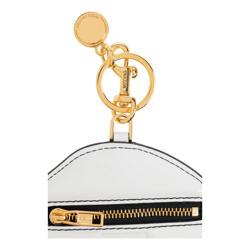 Moschino Leren sleutelhanger White Heren