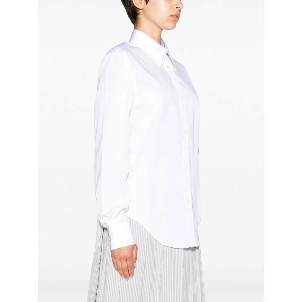 Thom Browne 4-Gestreepte Poplin Punt Kraag Shirt White Dames