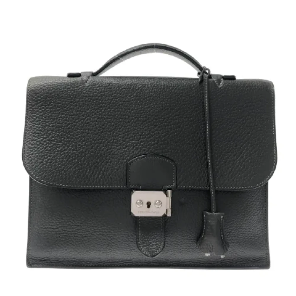 Hermès Vintage Pre-owned Leather briefcases Gray Dames