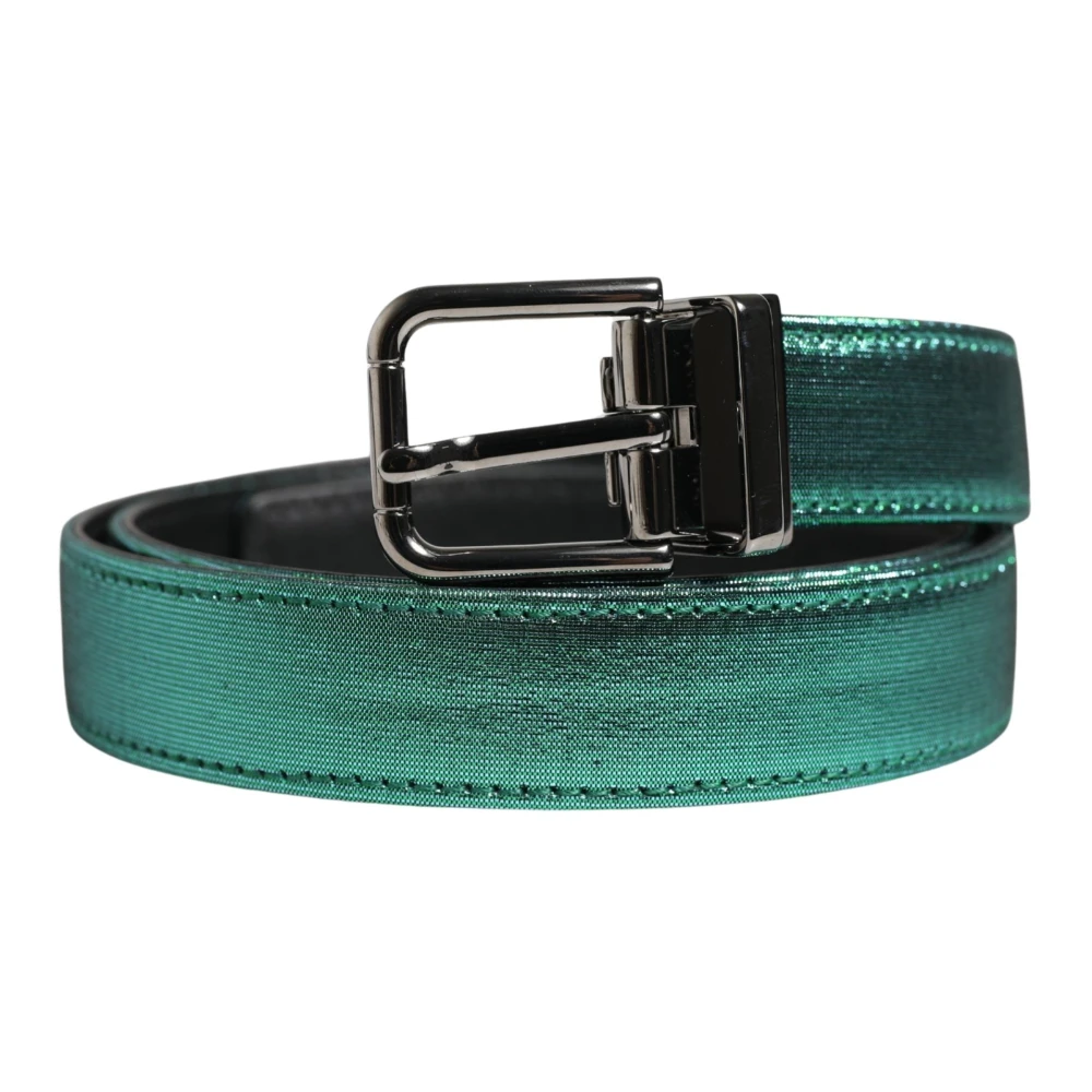 Dolce & Gabbana Men's Green Lurex Polyester Metal Buckle Belt