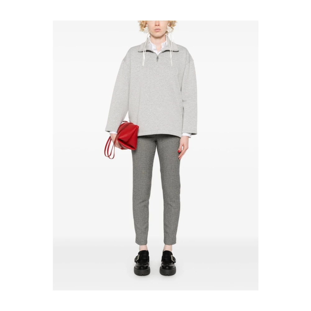 pinko Grijze V-hals gebreide trui met rits Gray Dames