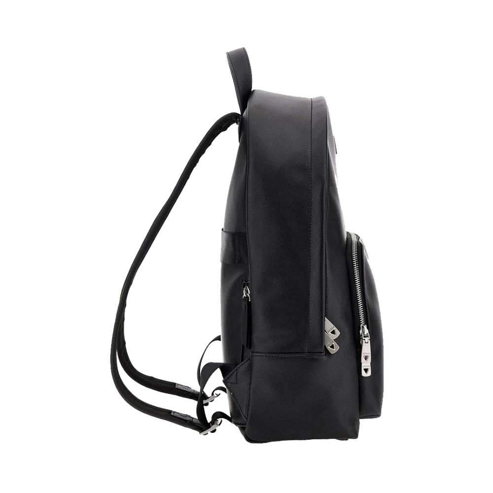 Guess Zwarte Modieuze Rugzak met Metalen Details Black Heren