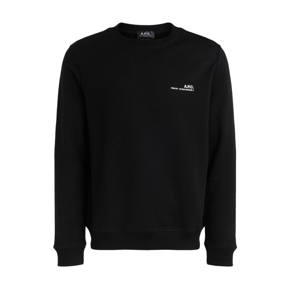 A.p.c. Heren Katoenen Zwarte Sweatshirt met Wit Bedrukt Logo Black Heren