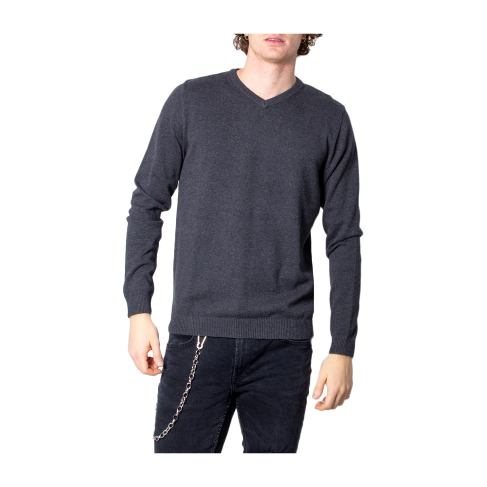 Jack & Jones Dark Grey Jack Jones Jje Basic Knitted V-Neck Jumper - Image 4