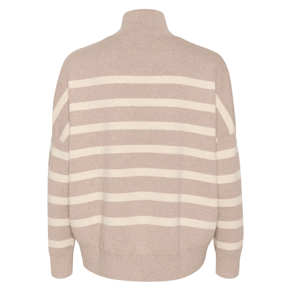 InWear Gestreepte Turtleneck Pullover Zandgrijs Beige Dames