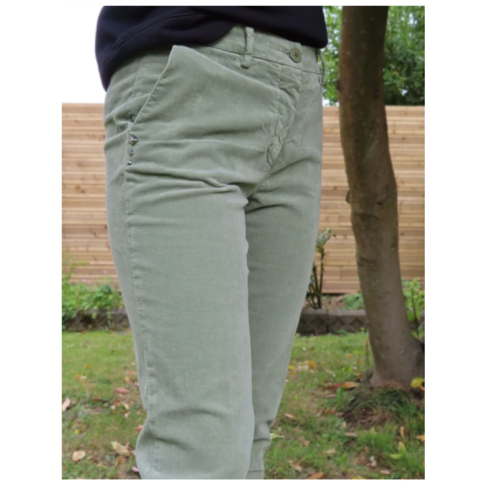 Mason's Velours Rechte Pijp Broek Green Dames