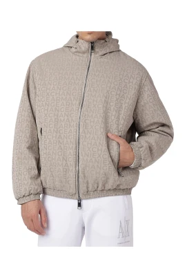 Hooded Jacket with Allover Logo