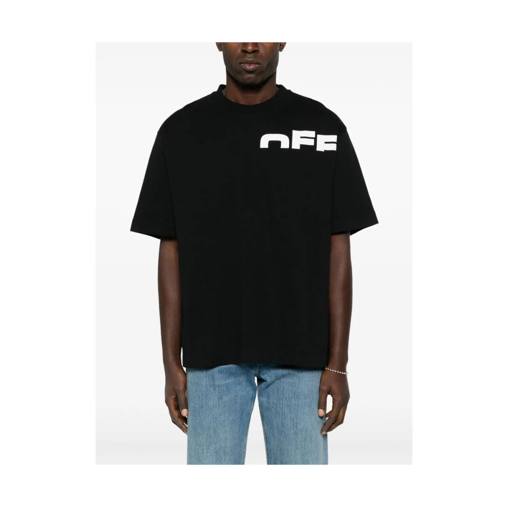 Off White Zwarte Crew Neck T-shirt Korte Mouwen Black Heren