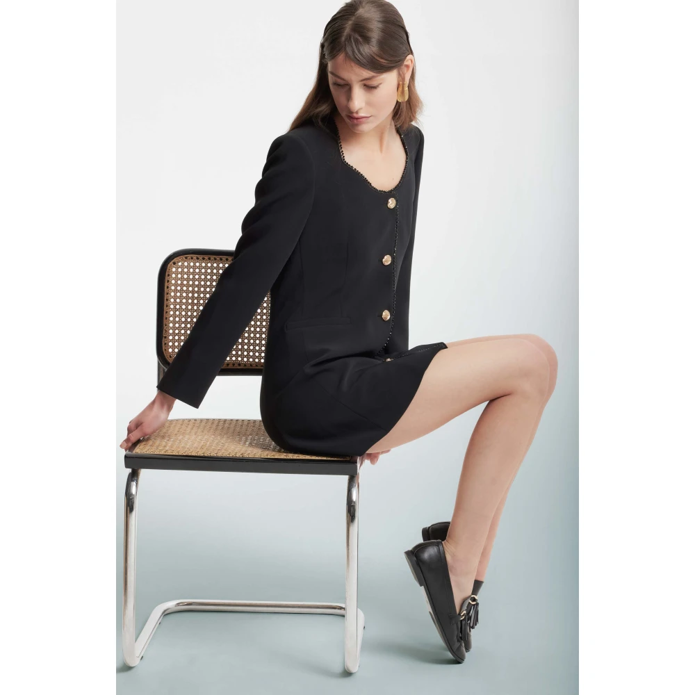 Kocca Metallic Button Blazer Jurk Black Dames