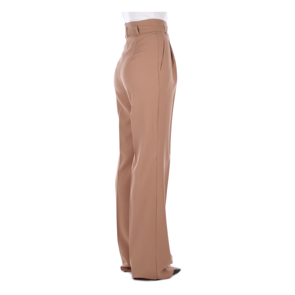 Max Mara Kameel Wollen Broek Rits Sluiting Brown Dames