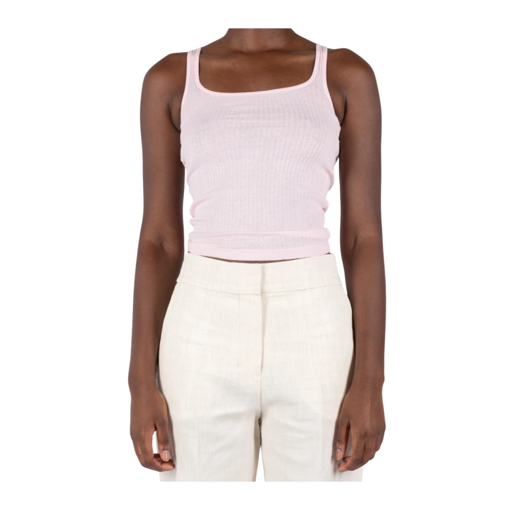 Jacquemus Geribbelde tanktop voor vrouwen Pink Dames