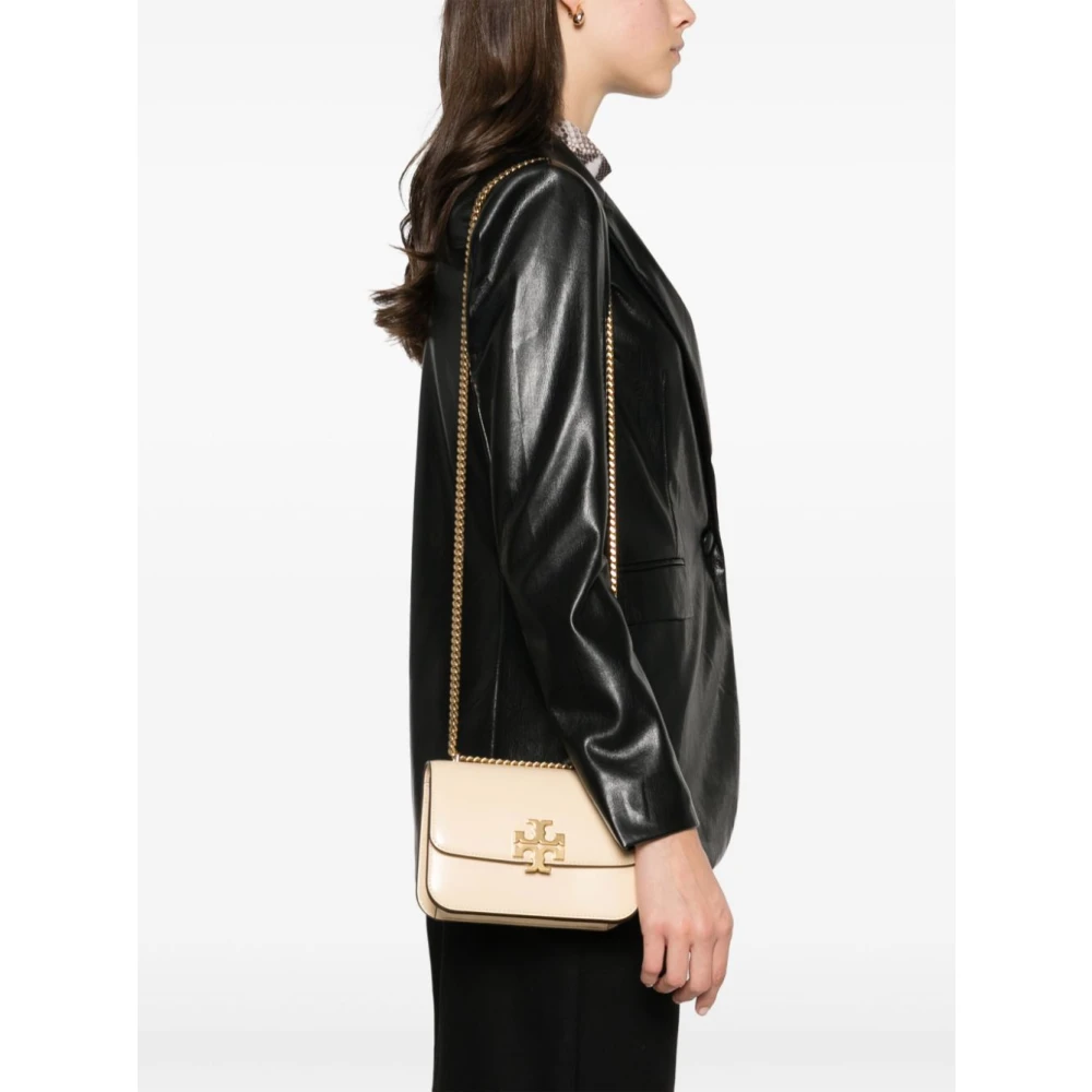 TORY BURCH Beige leren schoudertas met antiek gouden hardware Beige Dames