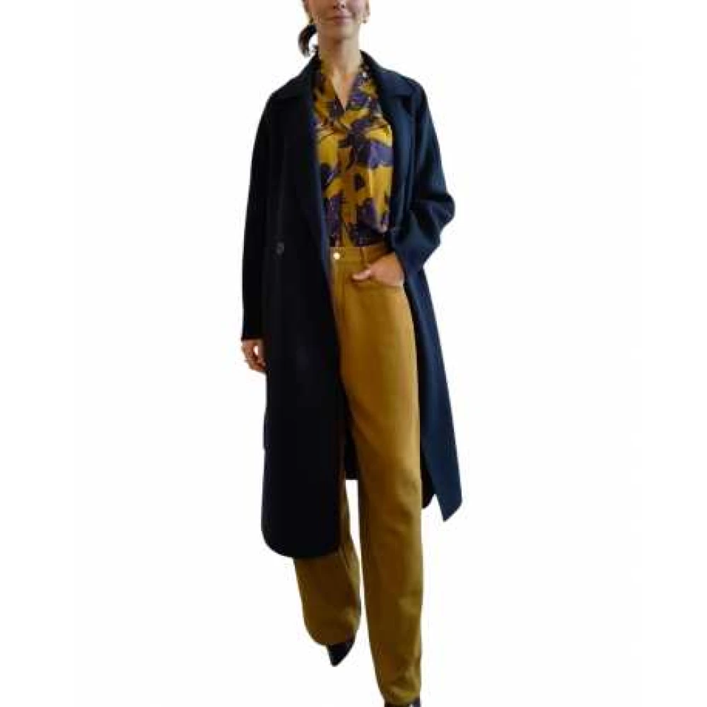 Essentiel Antwerp Navy double-breasted jas met riem Blue Dames