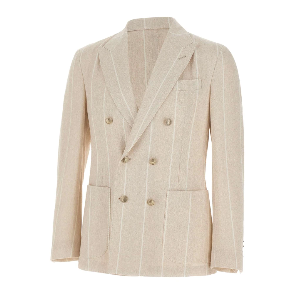 Eleventy Men's Beige Double-Breasted Blazer - Blazers - 2XL - Jackets