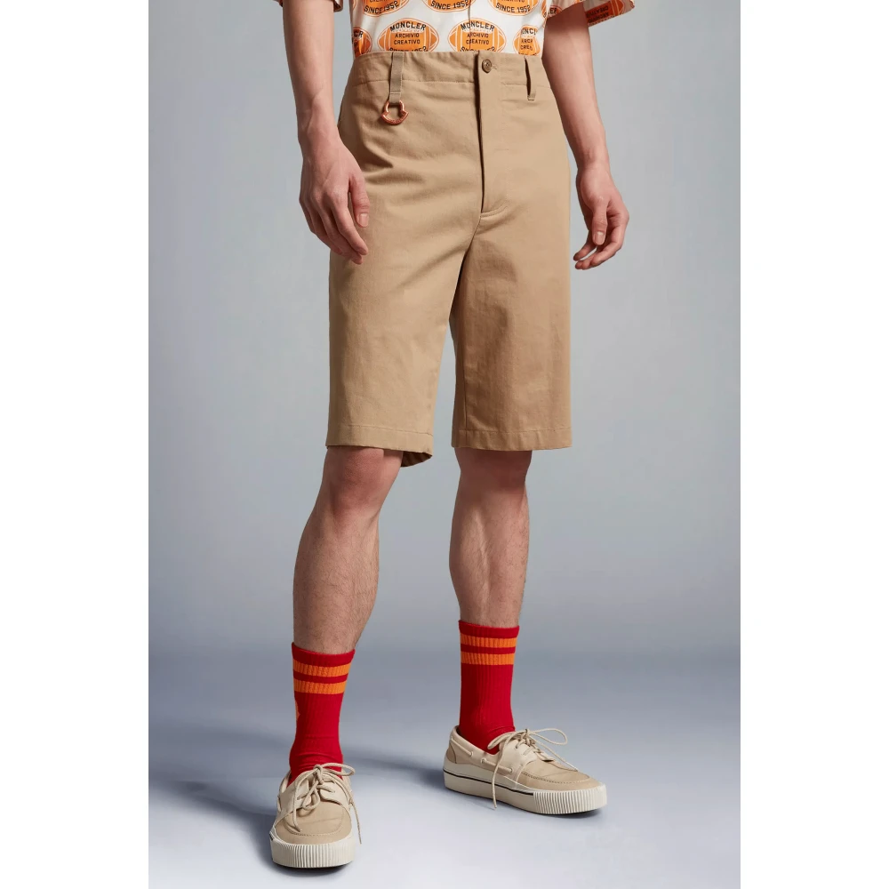 Moncler Beige Sable Gabardine Short Chino Stijl Brown Heren