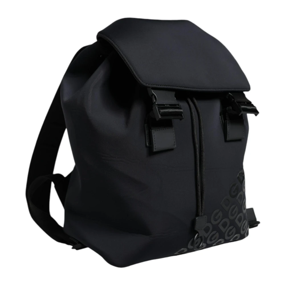 Dolce & Gabbana Zwarte Neopreen Rugzak met Gegraveerde Hardware Black Dames