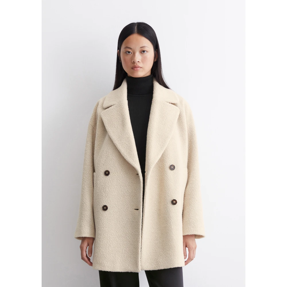 Marc O'Polo Gekrulde wollen jas relaxed Beige Dames