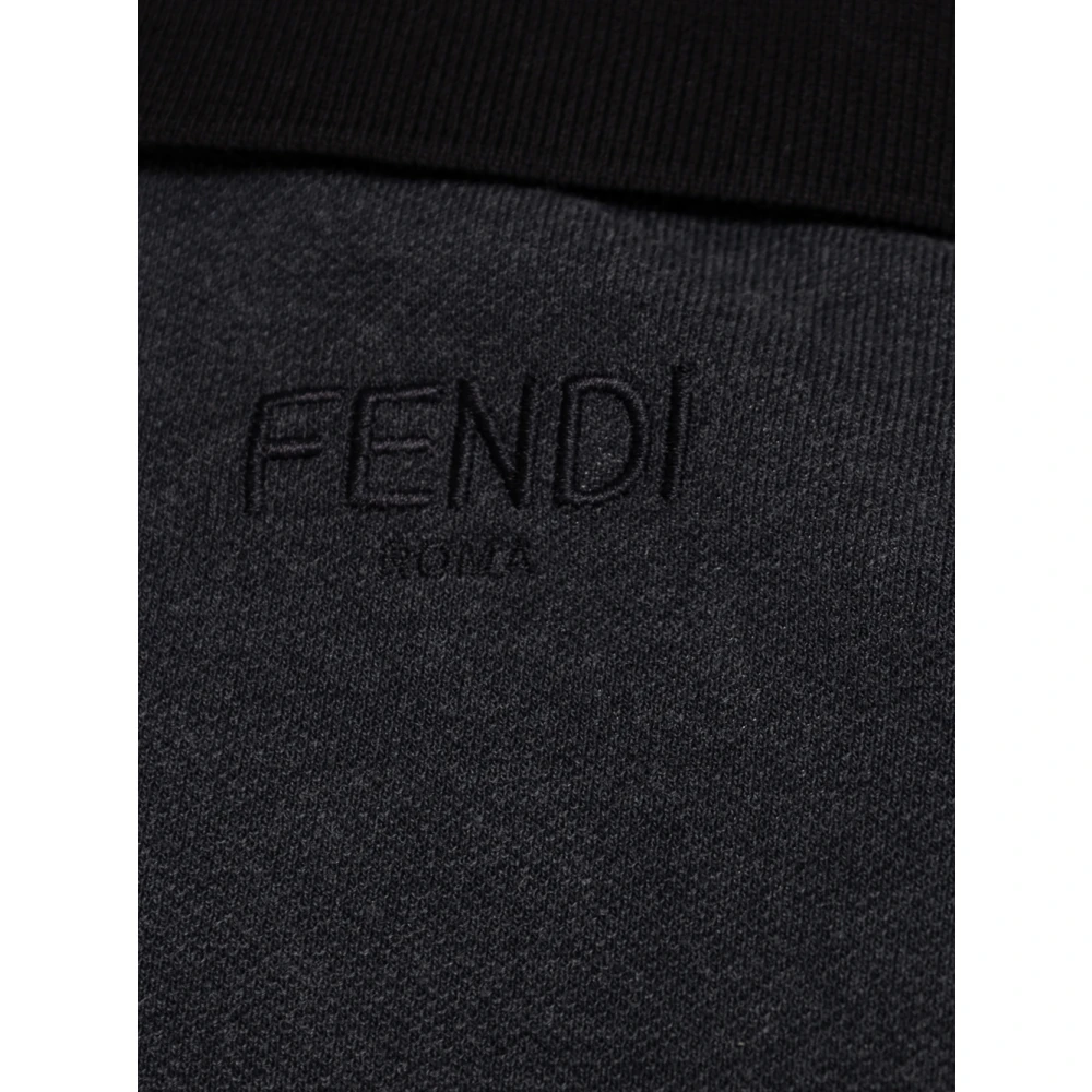 Fendi Zwarte polo met korte mouwen Black Heren
