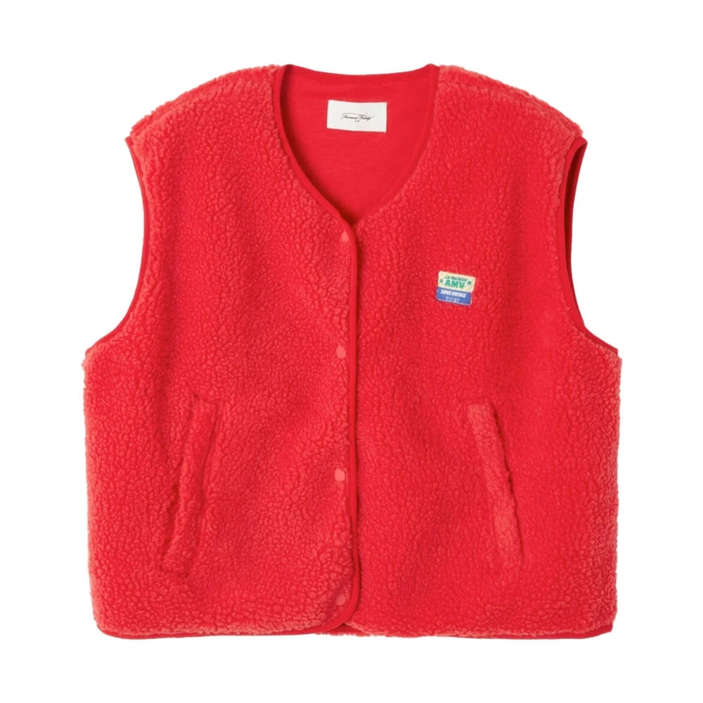 American vintage Stijlvolle Gilet Vest Red Dames