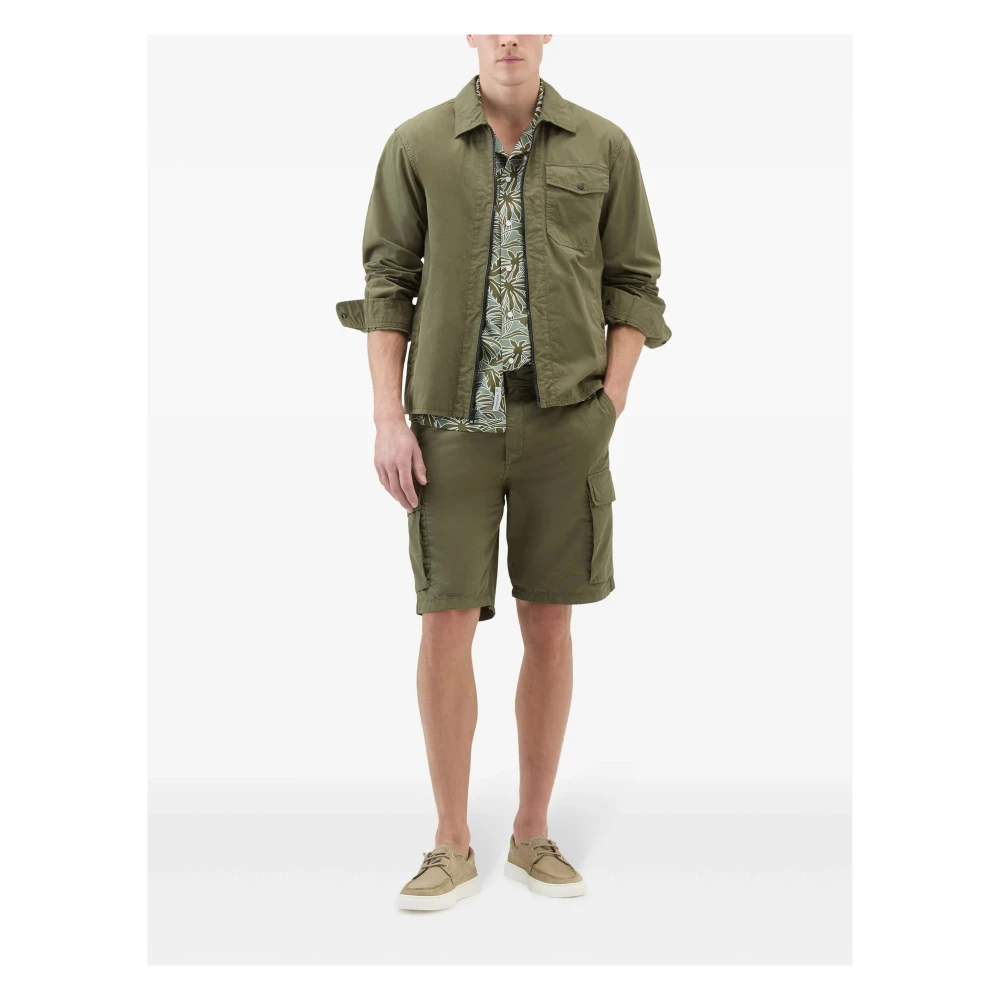 Woolrich Olijf Gabardine Overshirt Green Heren