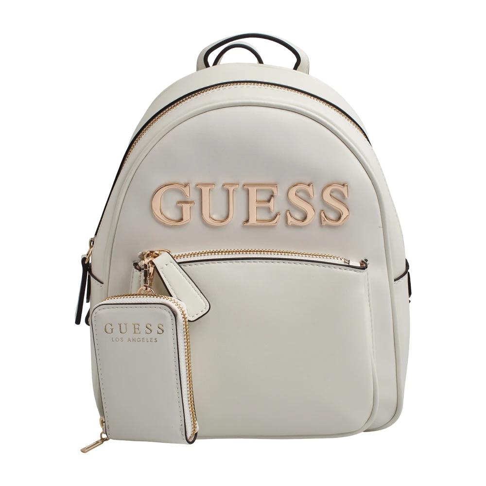 Guess Beige Backpacks, Female, One Size, Urban Functional Backpack With Detachable Accessory
