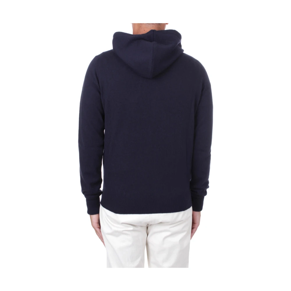 Alpha Studio Gebreide wollen trui met capuchon Blue Heren