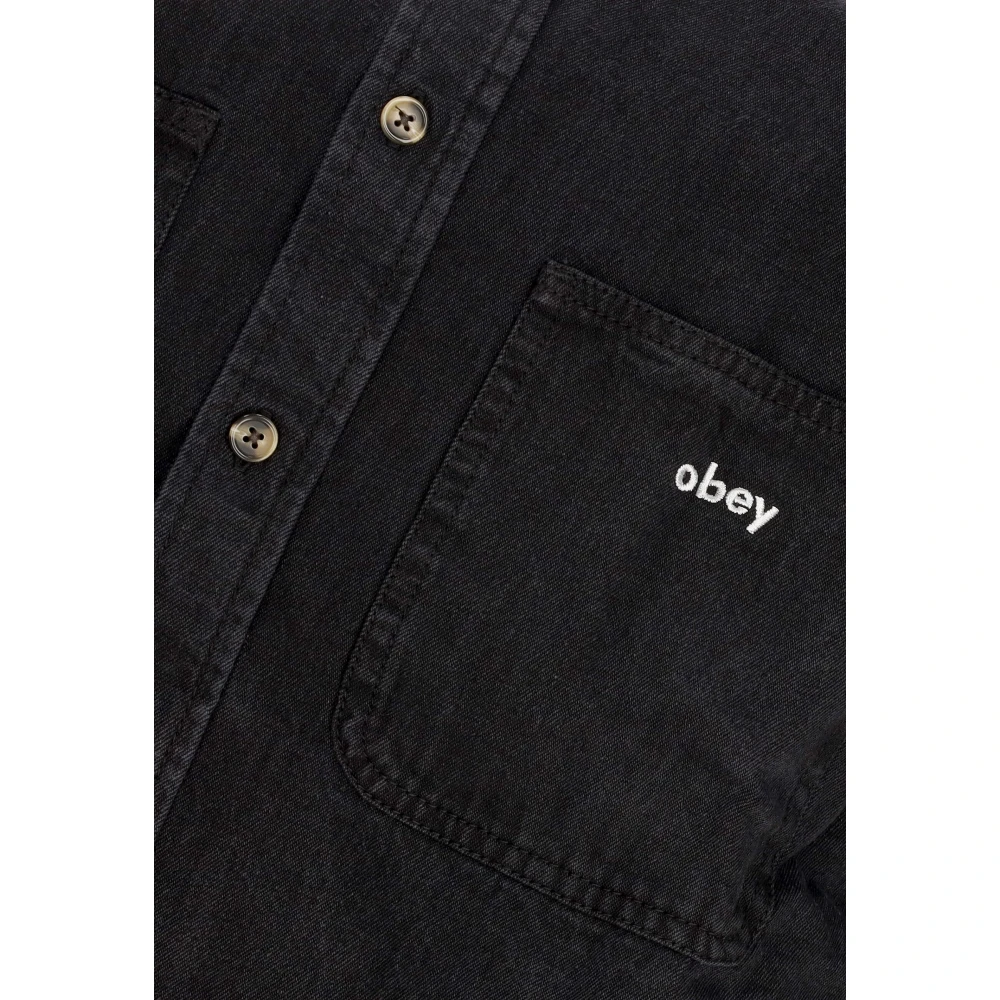 Obey Zwarte Denim Overhemd Lange Mouwen Black Heren