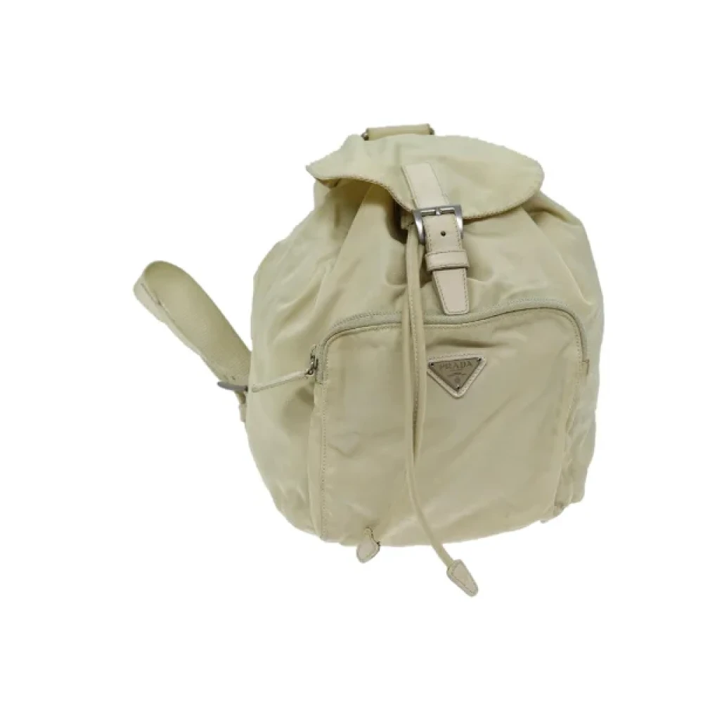 Prada Vintage Pre-owned Nylon backpacks Beige Dames