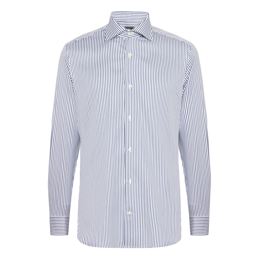 Boggi Milano Regular Fit gestreept overhemd van katoenen twill Blue Heren