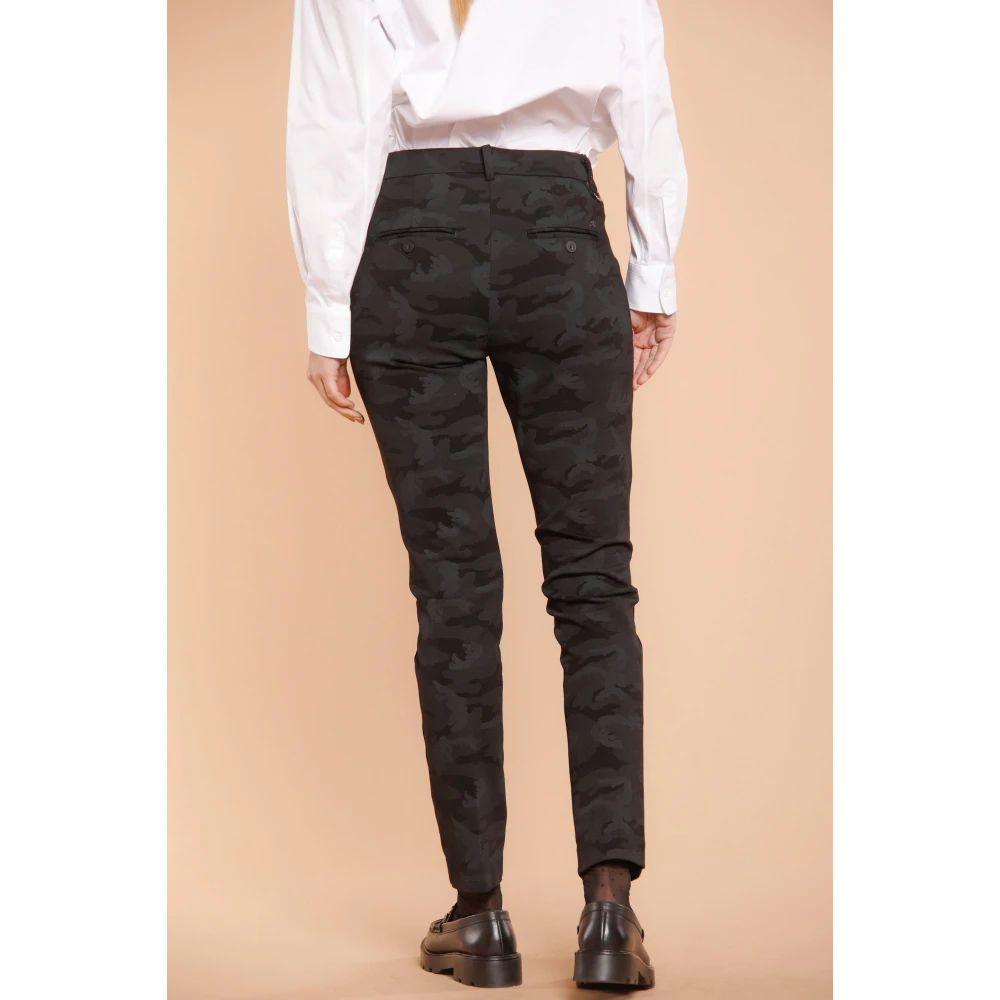 Mason's Camouflage Print Slim Women's Chino Pants Black Dames
