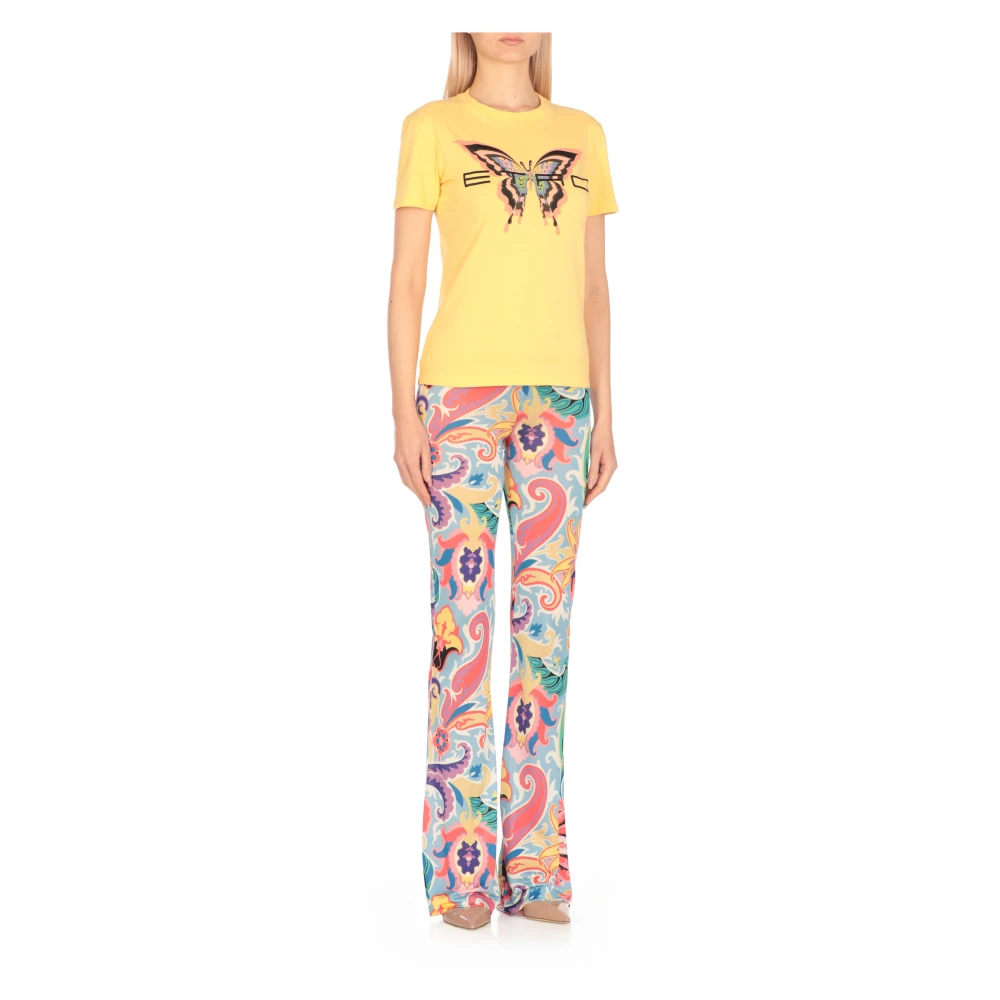 ETRO Gele Katoenen T-shirt met Logoborduursel Yellow Dames