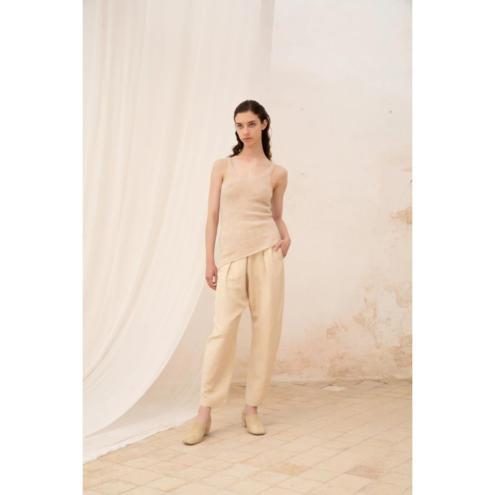 Cortana Alpaca Merino Zijde Top Asymmetrisch Beige Dames