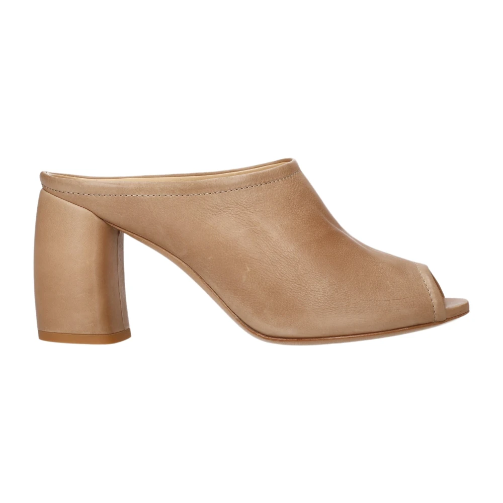 Premiata Women's Beige Heeled Mules, 5 Uk, Leather Sandals With Heels