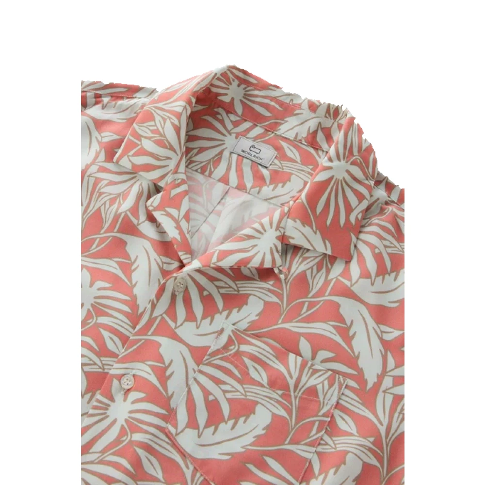 Woolrich Tropische Print Bowling Shirt Koraal Multicolor Heren