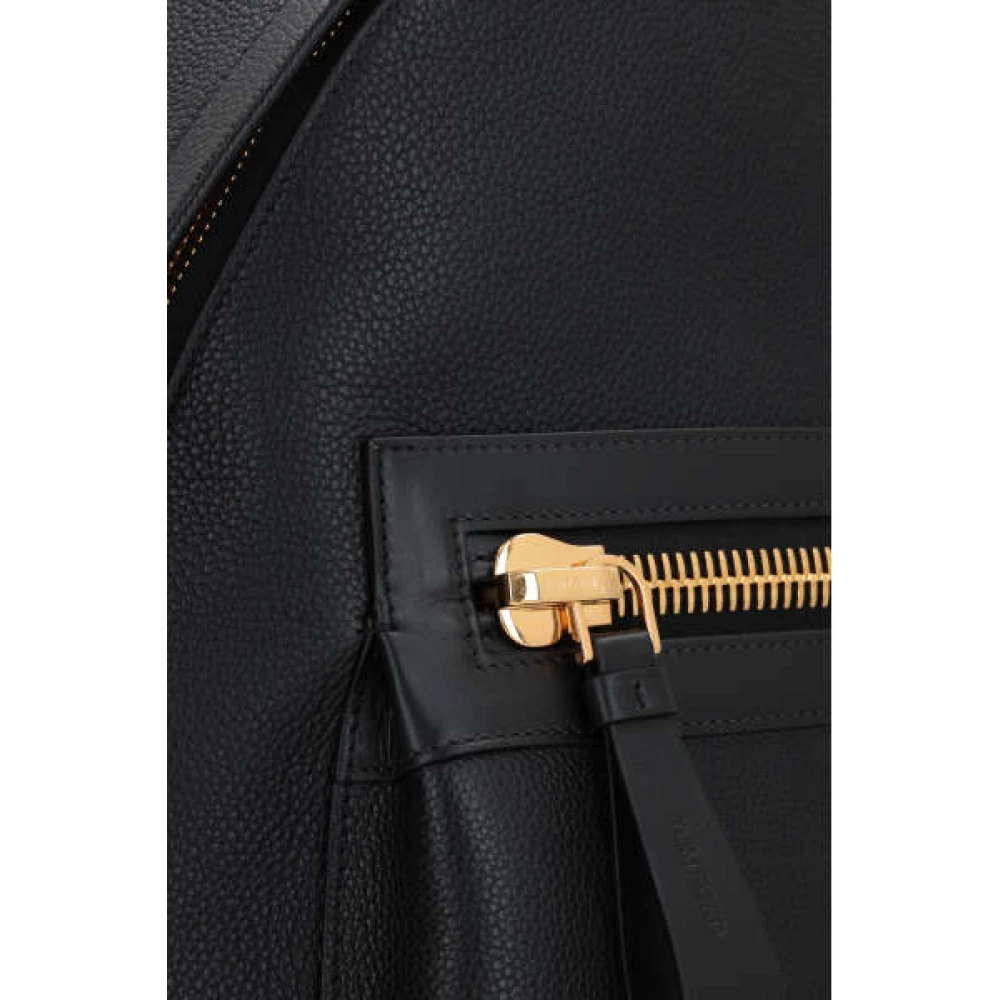 Tom Ford Zwarte leren rugzak met gouden hardware Black Heren