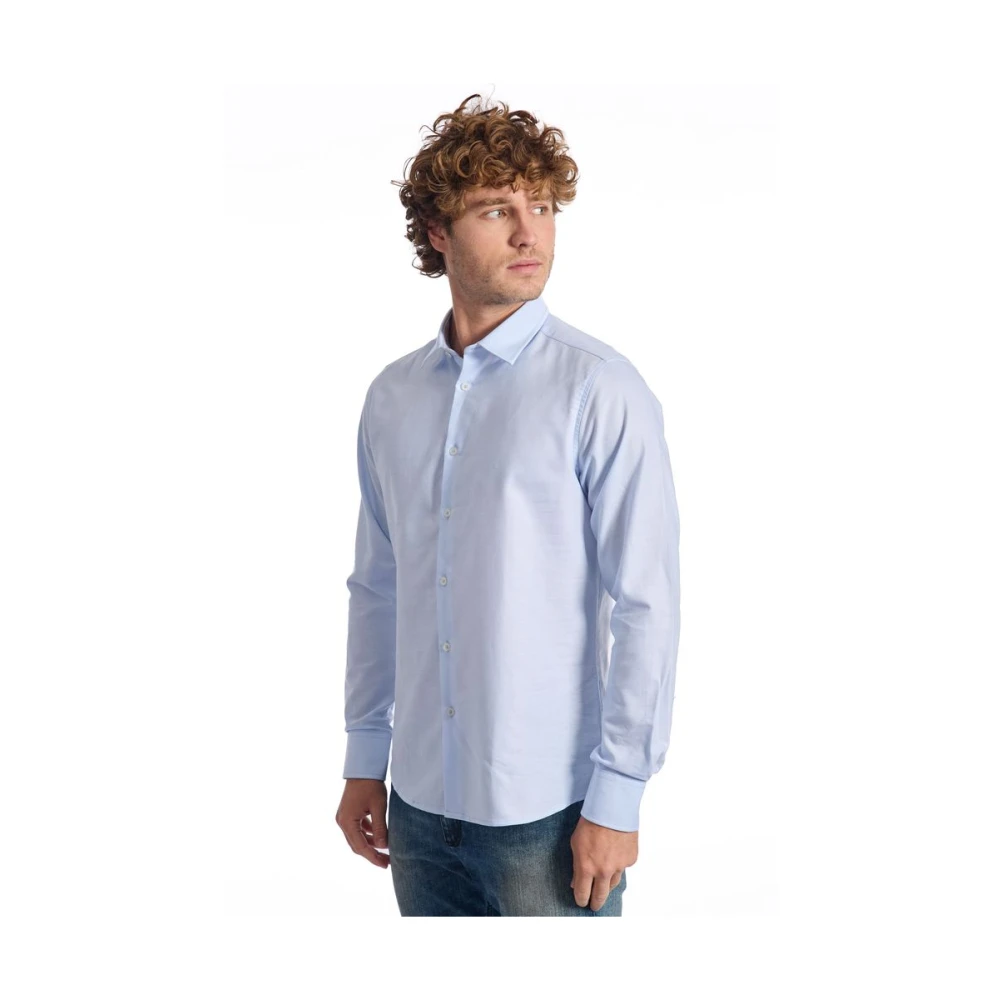 Baldinini Blauw Katoenen Overhemd Slim Fit Geknoopt Blue Heren