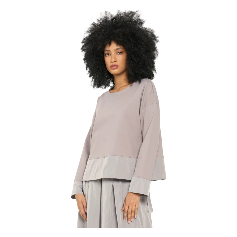 Vicario Cinque Oversized T-shirt met taffeta vetersluiting Gray Dames