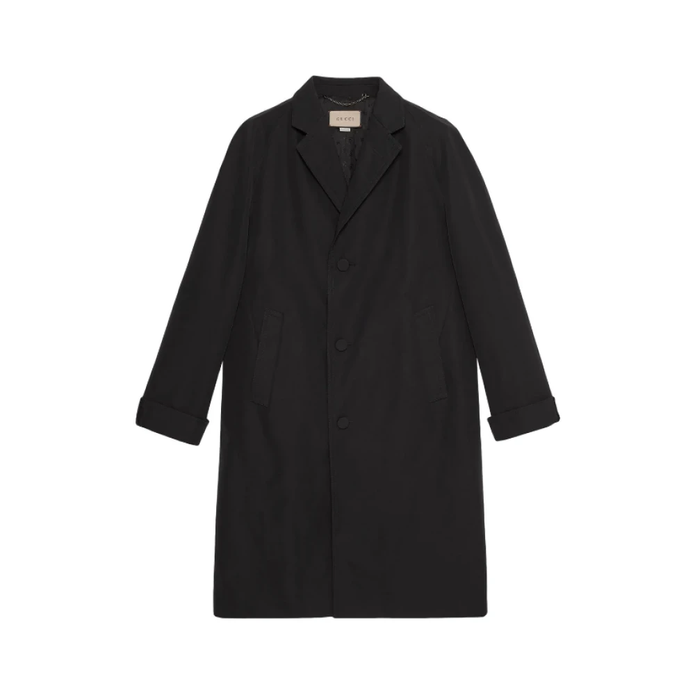 Gucci Single-Breasted Katoenen Poplin Jas Black Dames