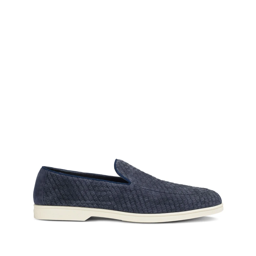 Doucal's Blue Loafers, Male, 8 Uk, Slip-On Loafers Almond Toe