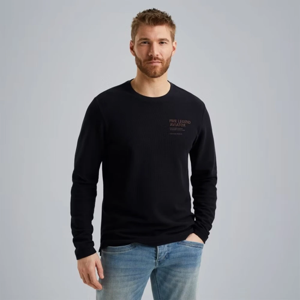 PME Legend Cargo Look Longsleeve T-shirt Gray Heren
