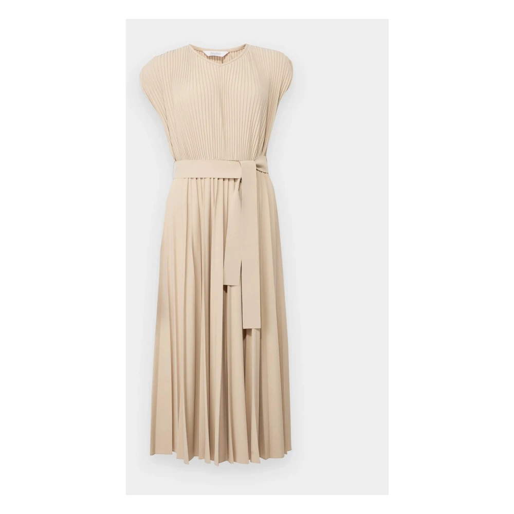 Max Mara Geplooide midi-jurk met verstelbare riem Beige Dames