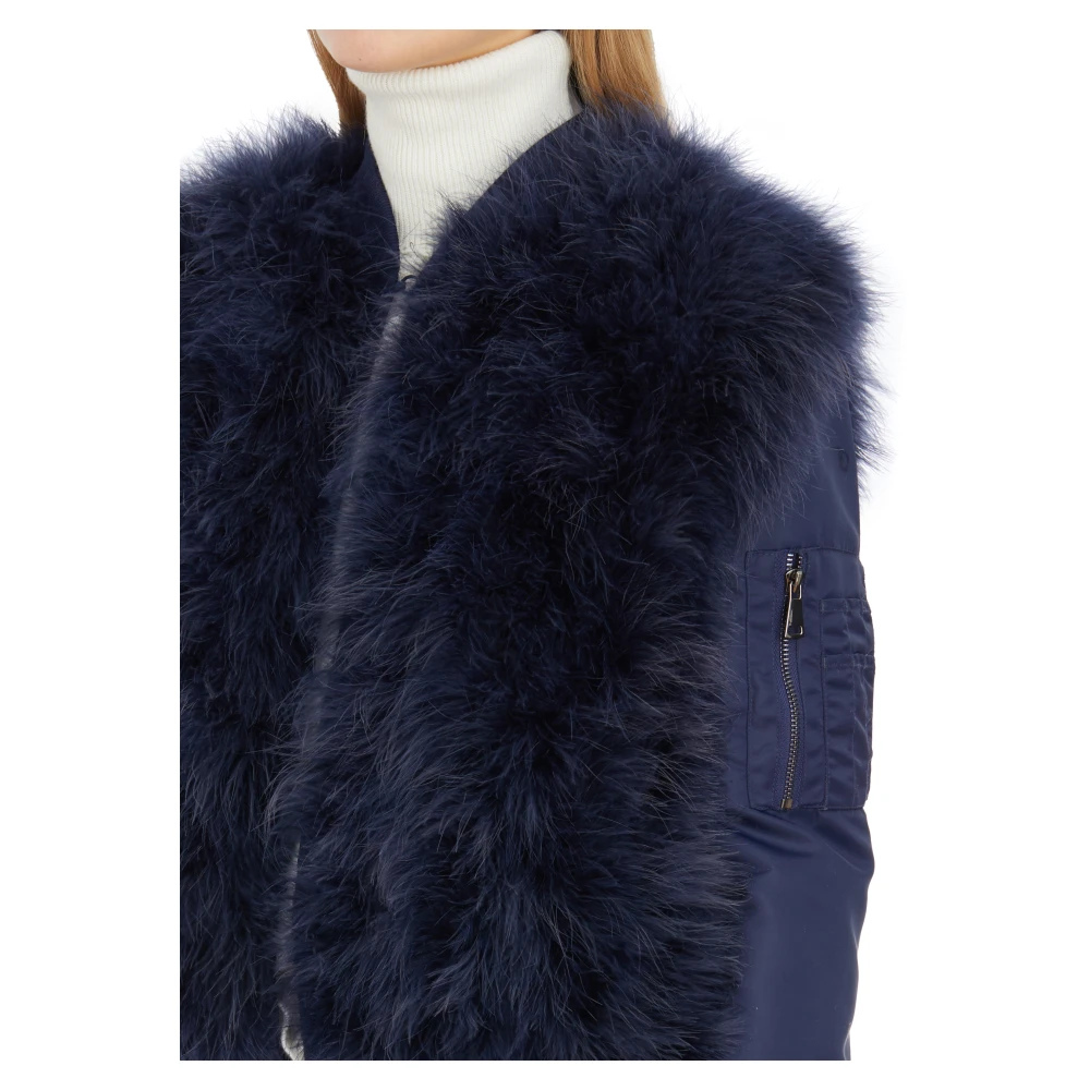 Giorgio Brato Veren Body Bomberjas in Nylon Blue Dames