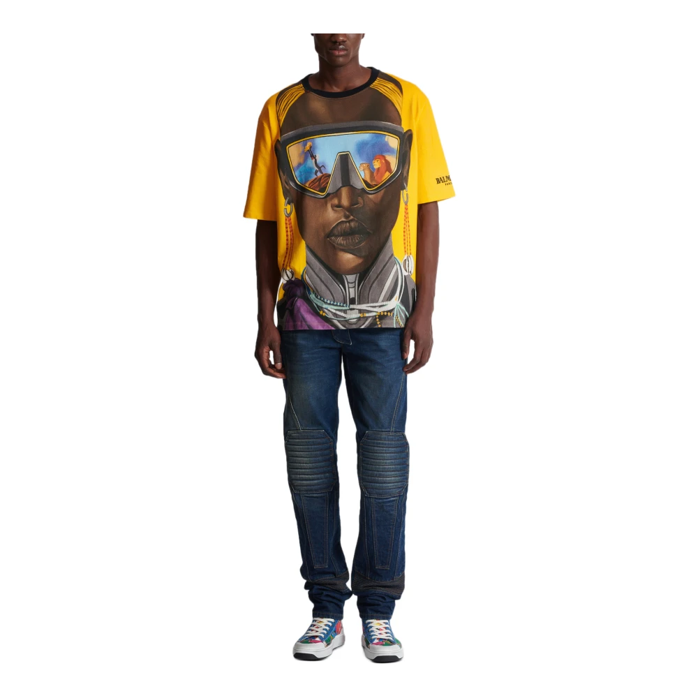 Balmain Disney x : The Lion King T-shirt met groot print Nika Mtwana Multicolor Heren