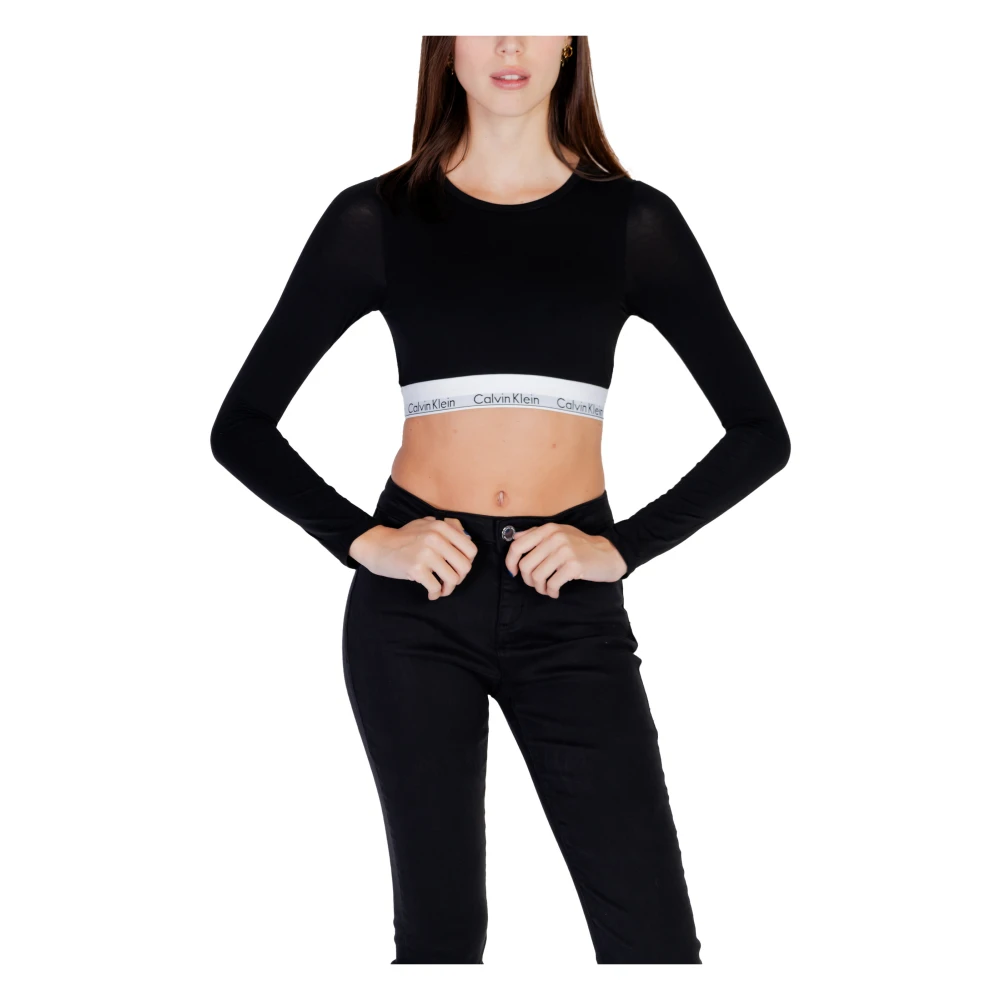 Calvin Klein Herfst Winter Dames T-Shirts en Canvas Black Dames