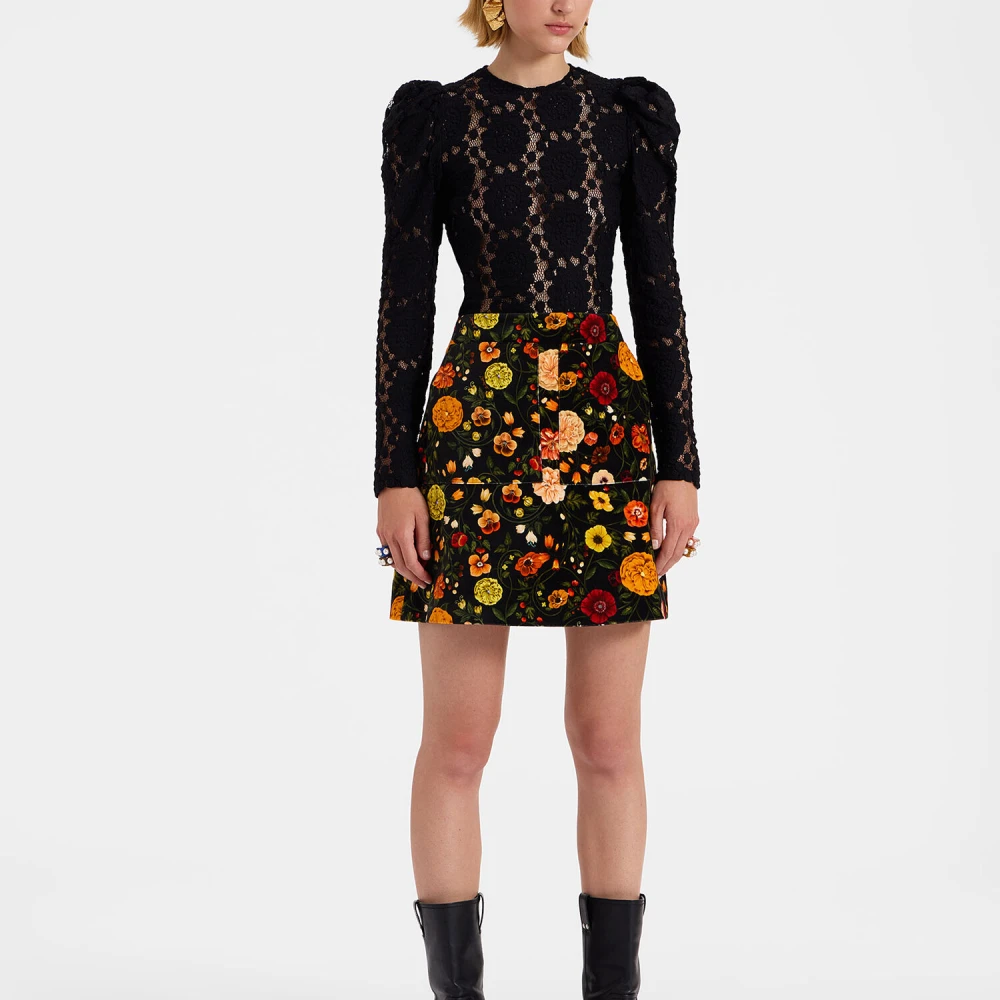 La DoubleJ Retro Patch Pocket A-Line Mini Rok Multicolor Dames